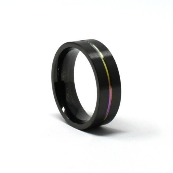 Bahati Other - Titanium Black Rainbow 8mm Wide Men's Wedding Band